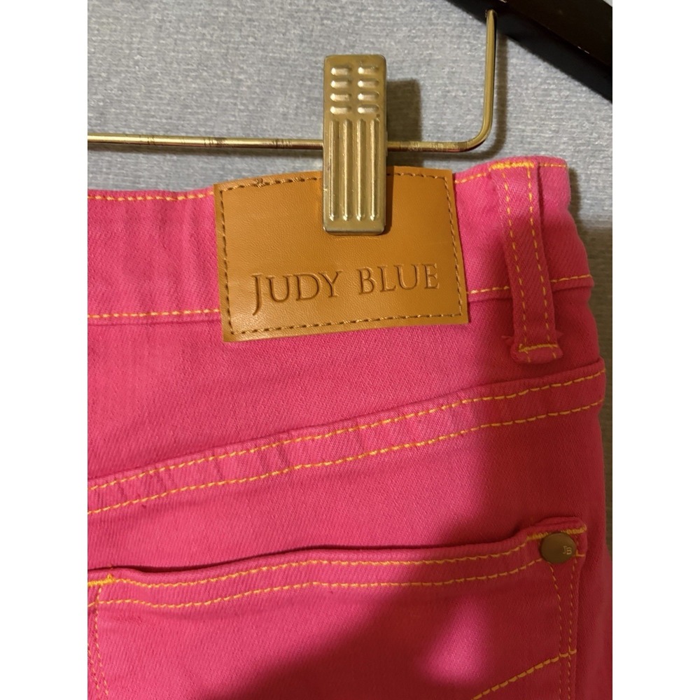 Judy Blue Shorts Womens XL Pink High Rise Denim 5-Pocket Garment Dyed Stretch - Picture 11 of 12